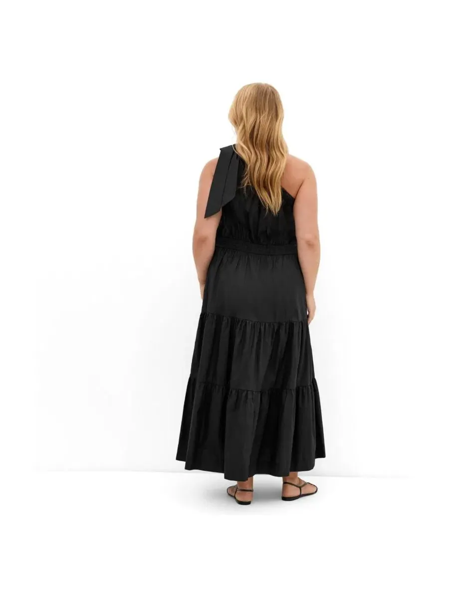 Платье макси Haylee One Shoulder Cotton CITY CHIC — изображение 2 из 5, черный