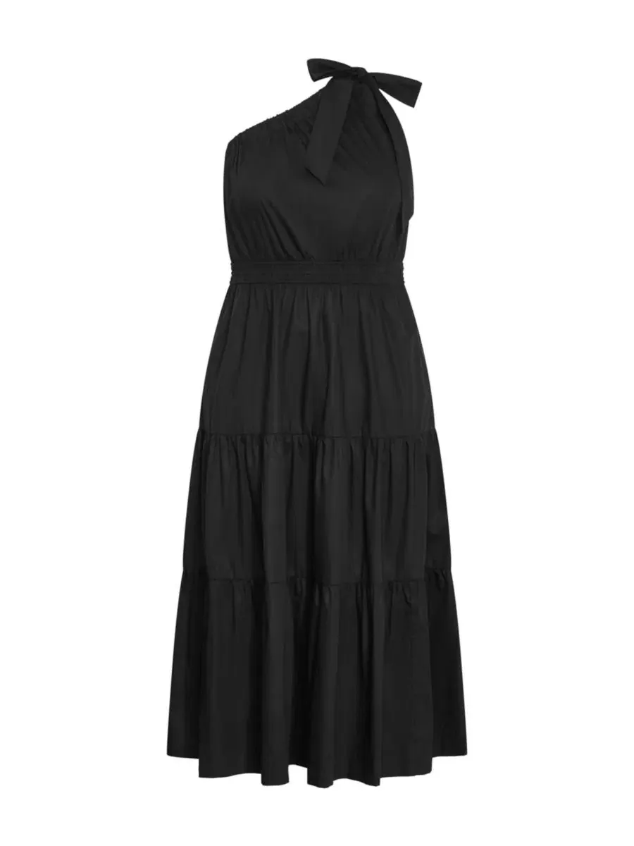 Платье макси Haylee One Shoulder Cotton CITY CHIC — изображение 4 из 5, черный
