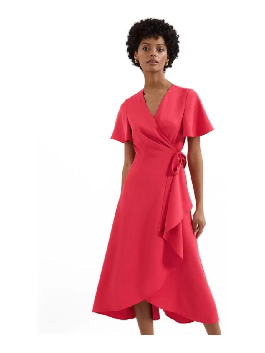 Платье-миди с запахом Julissa V-Neck Short-Sleeve Asymmetric-Hem Midi Dress Phase Eight — изображение 2 из 8, розовый