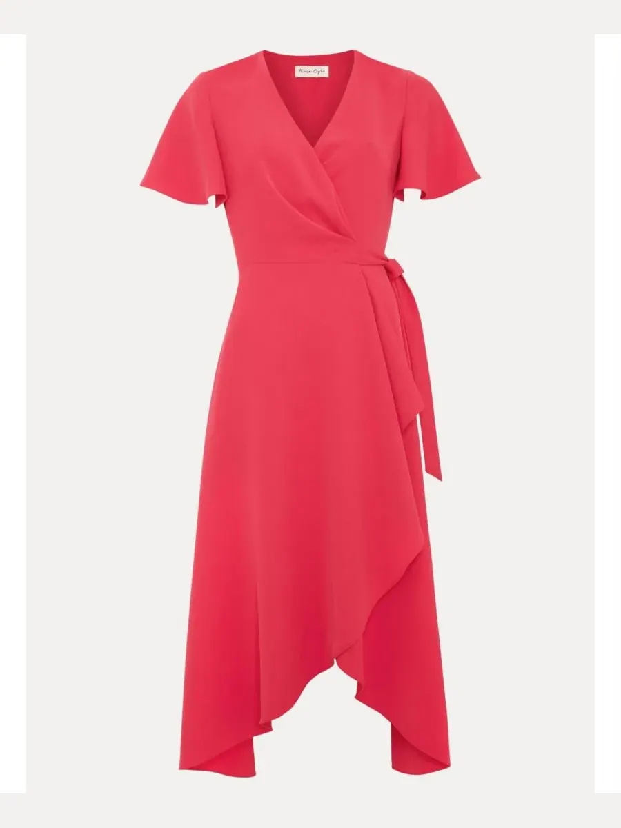 Платье-миди с запахом Julissa V-Neck Short-Sleeve Asymmetric-Hem Midi Dress Phase Eight — изображение 6 из 8, розовый