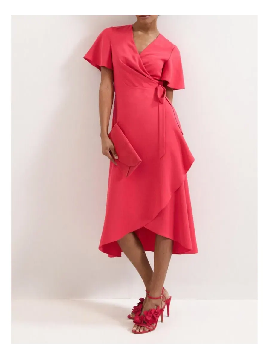 Платье-миди с запахом Julissa V-Neck Short-Sleeve Asymmetric-Hem Midi Dress Phase Eight — изображение 7 из 8, розовый