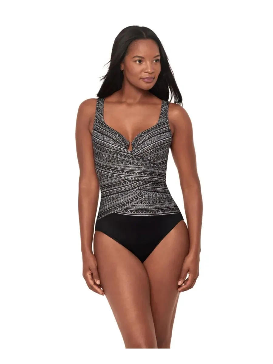 Цельный купальник с формованными чашками Elysium Escape Miraclesuit — изображение 1 из 4, черный/белый