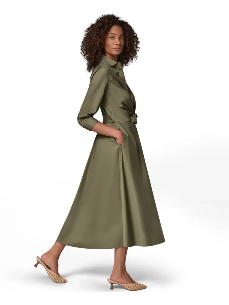Платье-рубашка миди с принтом Donna Karan Weekend — изображение 3 из 8, шалфейный