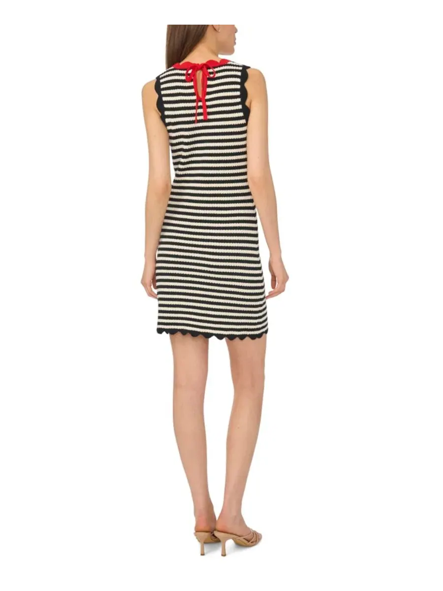 Платье мини без рукавов с полосатым принтом и бахромой, модель Stripe Crewneck Sleeveless Mini — изображение 3 из 3