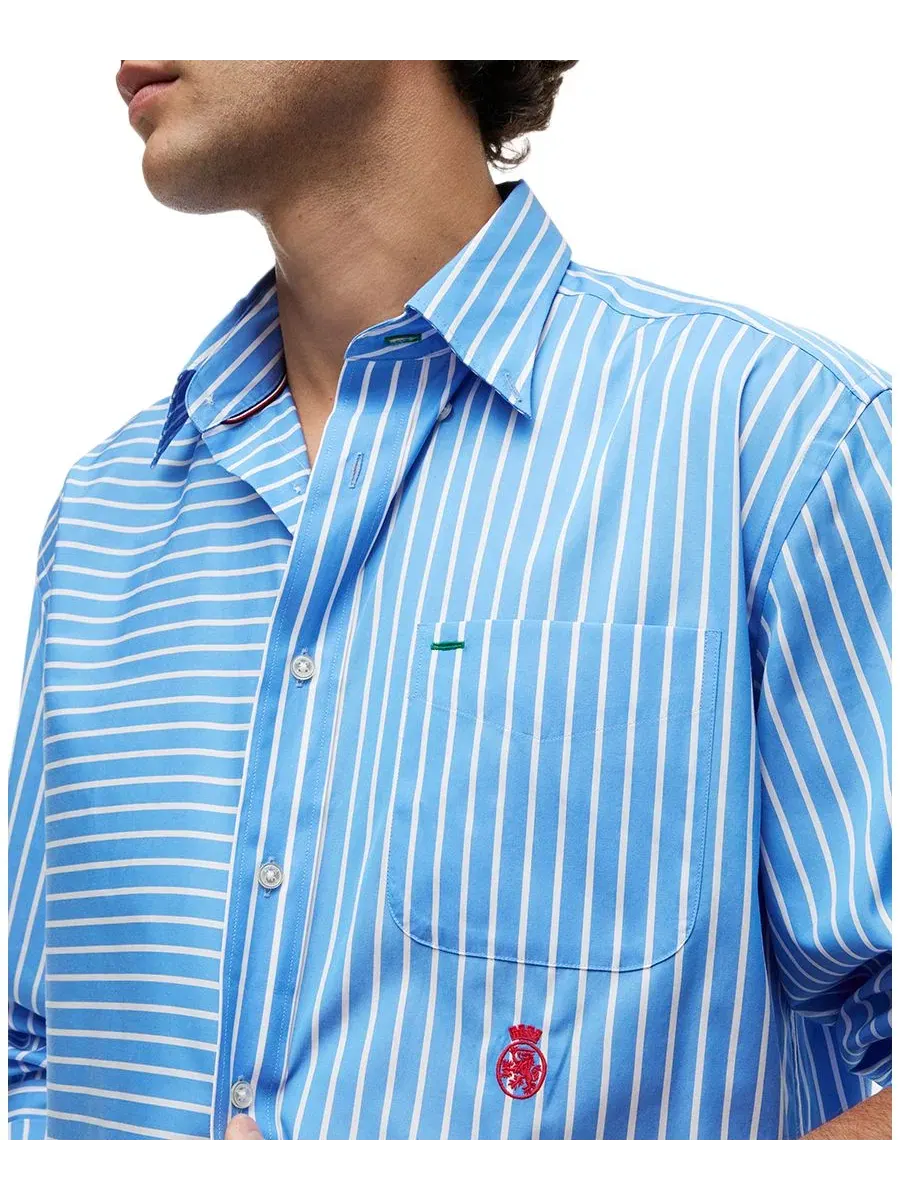 Рубашка с асимметричным принтом, модель Color-Block Tommy Hilfiger — изображение 3 из 4, синий