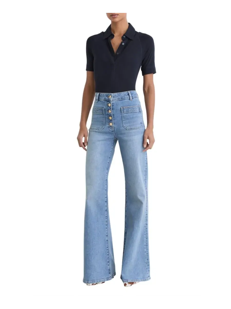 Топ с воротником Shona Collared Top REISS — изображение 2 из 5, темно-синий