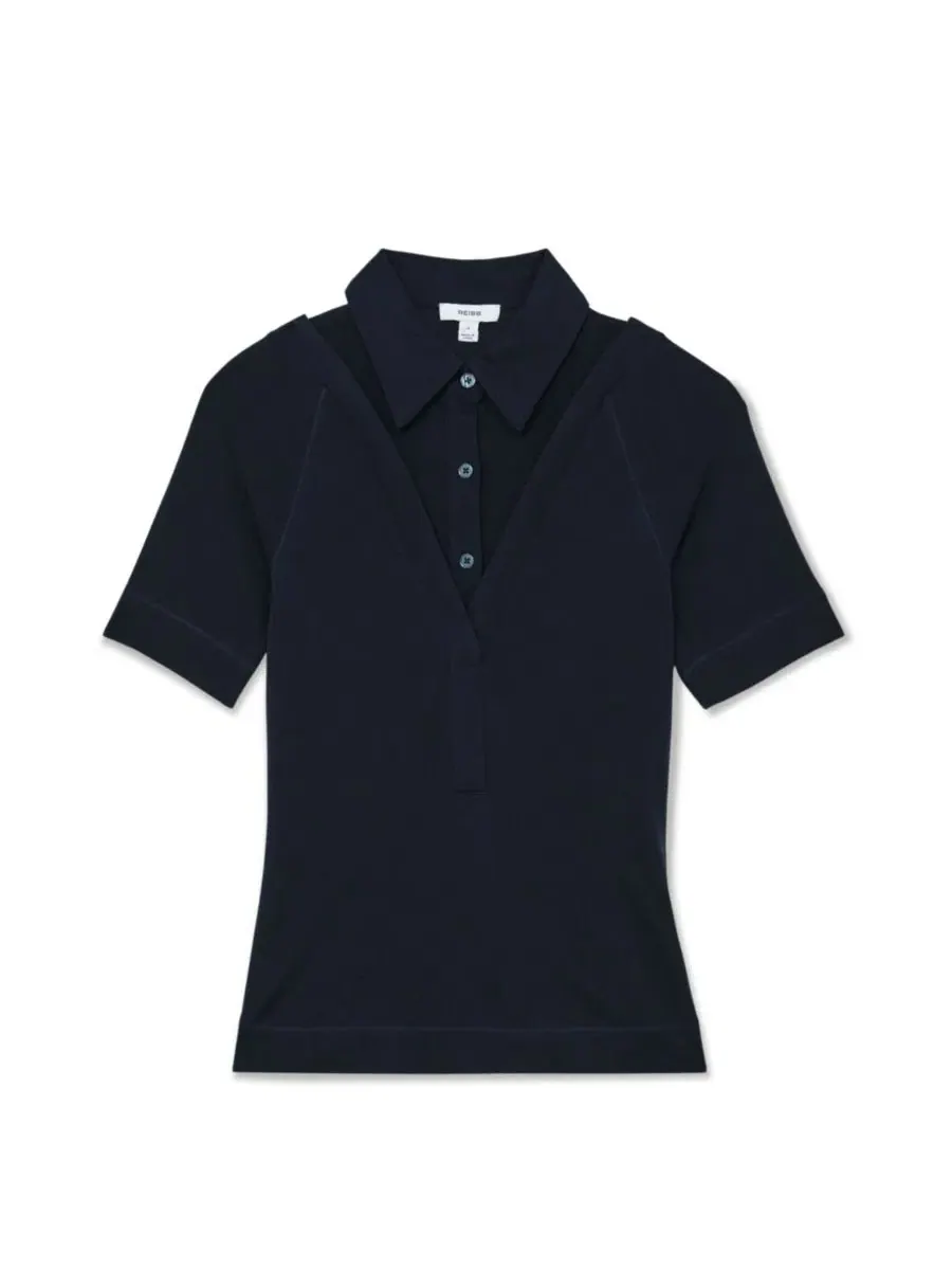 Топ с воротником Shona Collared Top REISS — изображение 3 из 5, темно-синий