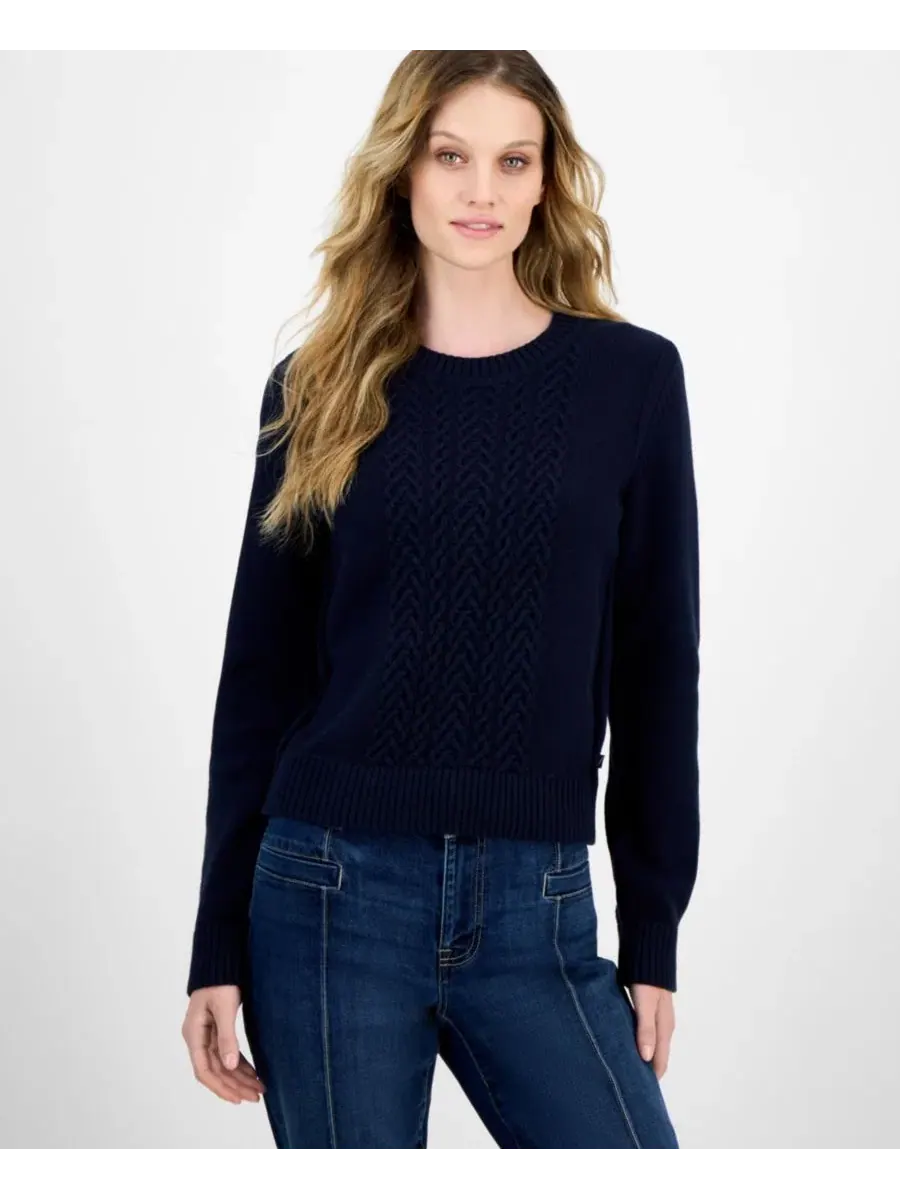 Свитер с косами и сердцем Nautica Cotton Heart Cable Crewneck — изображение 1 из 2, ночное небо