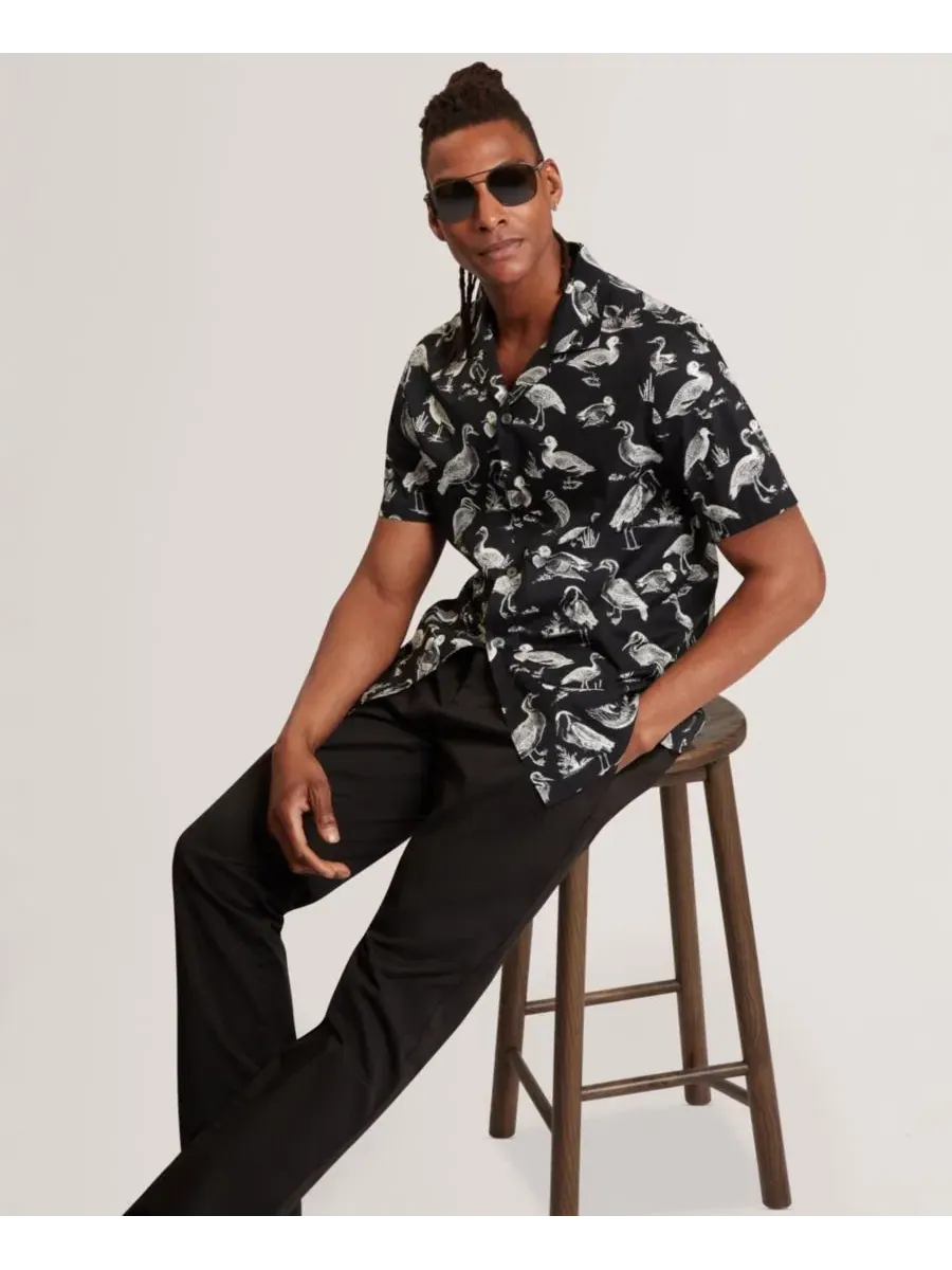 Рубашка с коротким рукавом и принтом Yamal Regular Duck Print Ted Baker — изображение 3 из 6, черный
