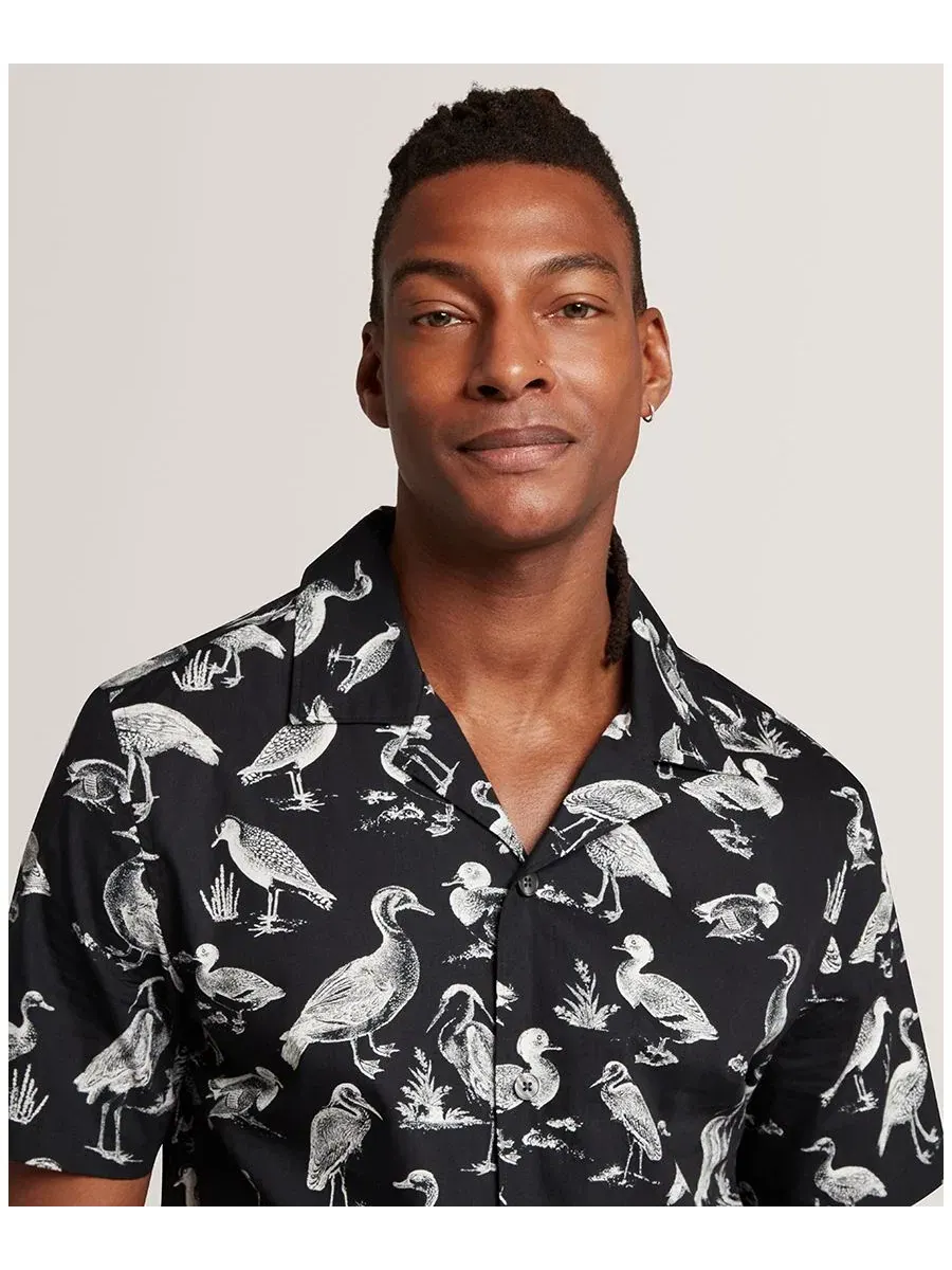 Рубашка с коротким рукавом и принтом Yamal Regular Duck Print Ted Baker — изображение 4 из 6, черный
