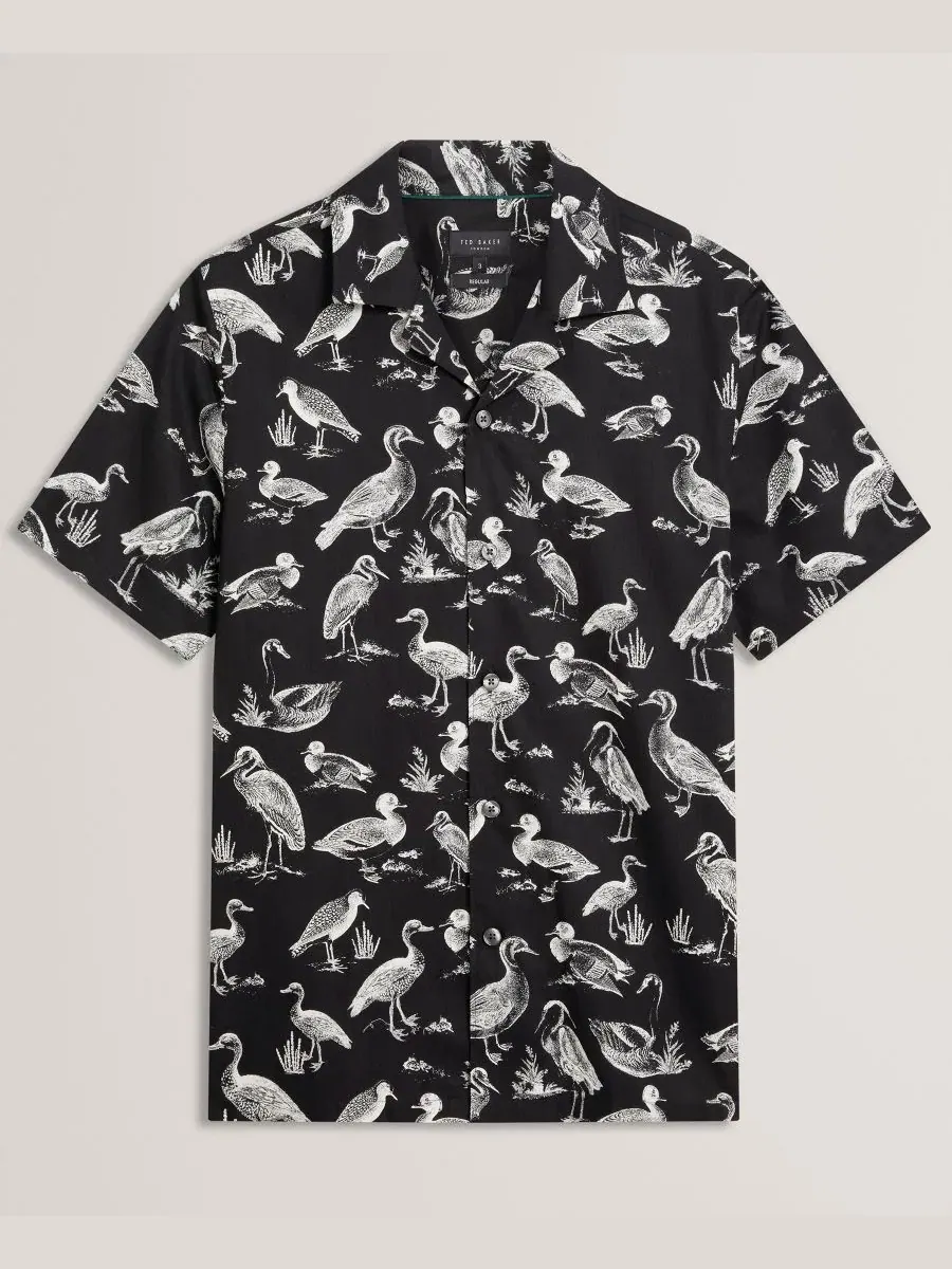Рубашка с коротким рукавом и принтом Yamal Regular Duck Print Ted Baker — изображение 6 из 6, черный