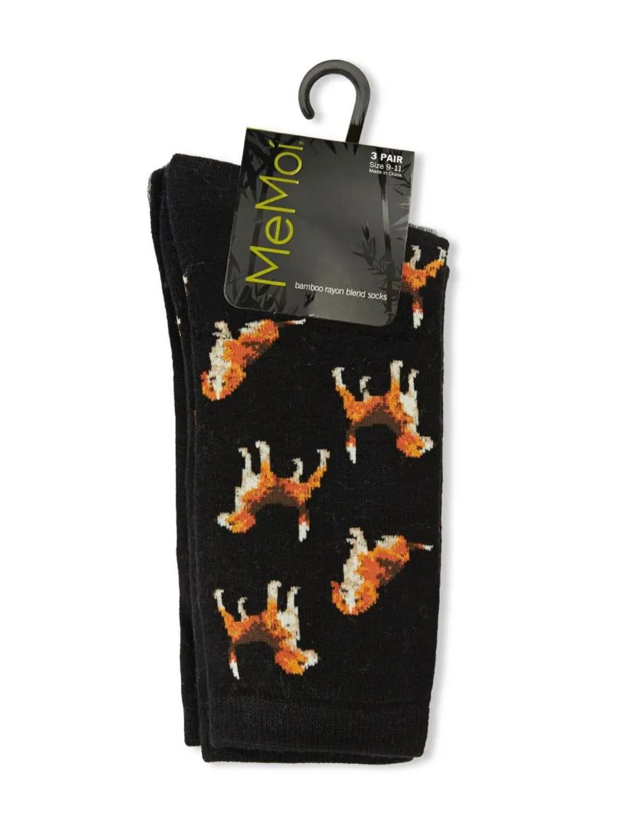 Женские носки Beagle Crew Socks (3 пары в упаковке) MeMoi — изображение 3 из 3, черный