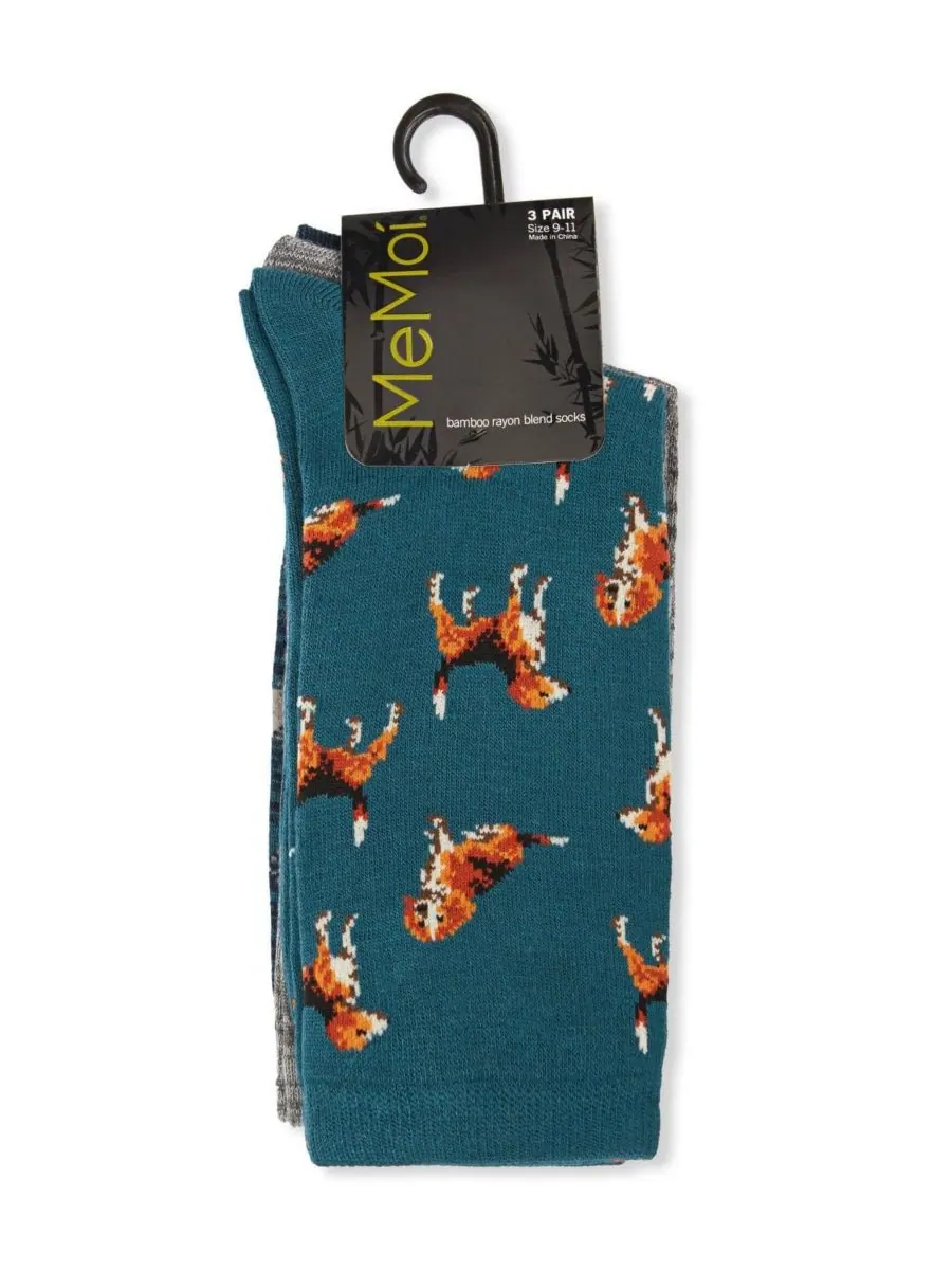 Женские носки Beagle Crew Socks (3 пары в упаковке) MeMoi — изображение 2 из 3, синий