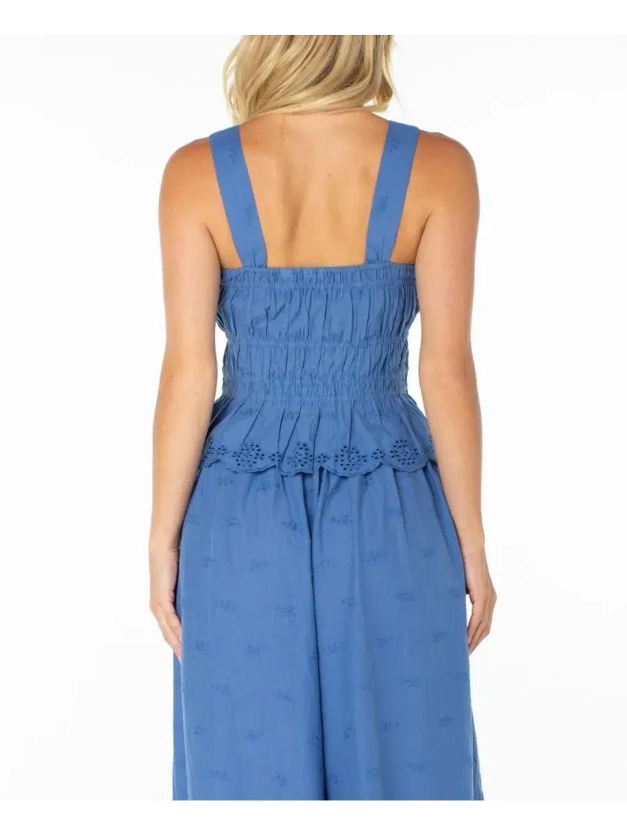 Топ с рюшами West Reef Ruched Straight Neck Tank Top Roxy — изображение 4 из 4, синий