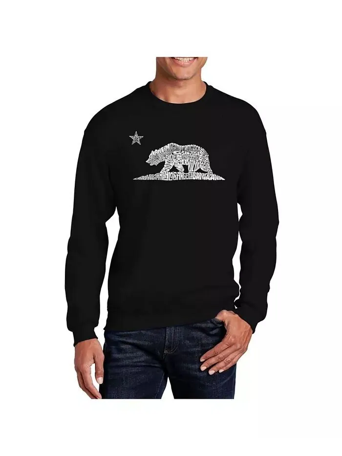 Мужская толстовка с круглым вырезом Word Art California Bear LA Pop Art — изображение 1 из 2, черный