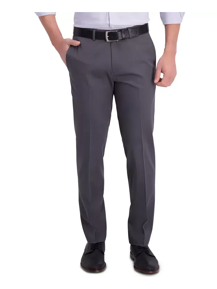 Мужские брюки Iron Free Premium Khaki прямого кроя с плоской передней частью Haggar — 1