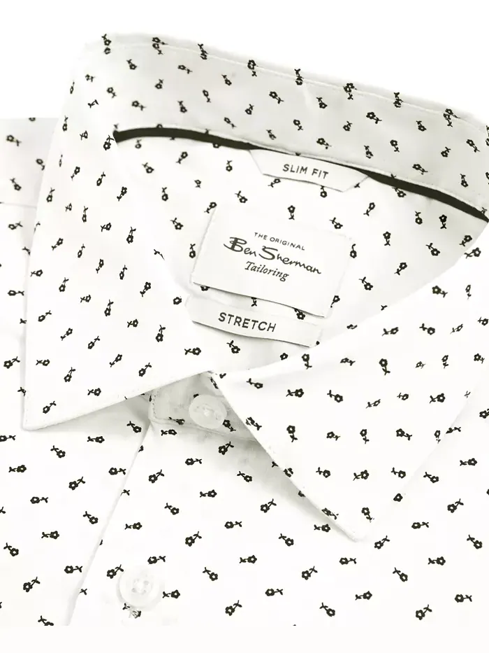 Мужская рубашка приталенного кроя с цветочным принтом Ben Sherman — изображение 2 из 3, белый