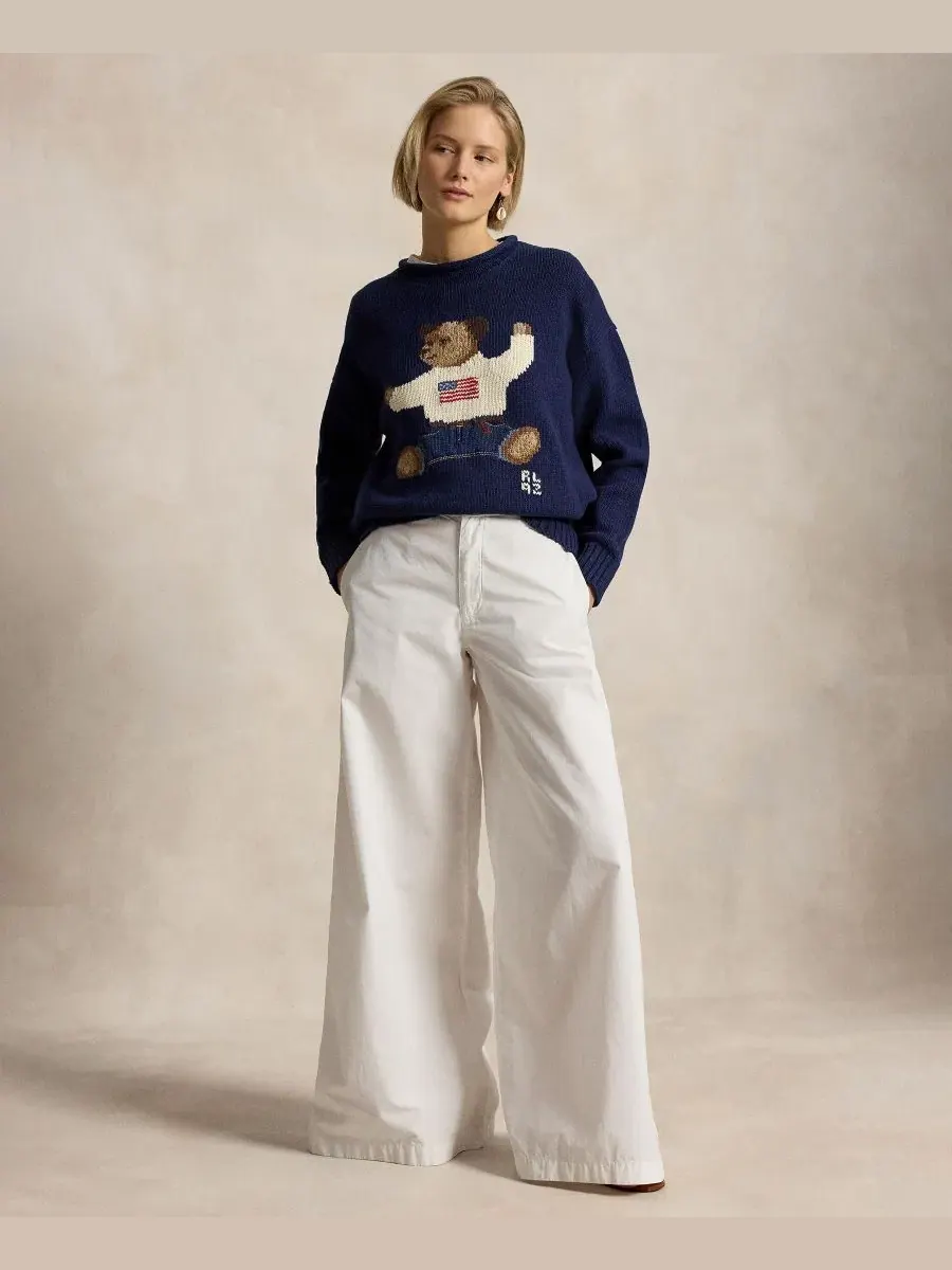 Женский свитер с длинными рукавами и круглым вырезом Polo Ralph Lauren — изображение 3 из 6, темно-синий мульти