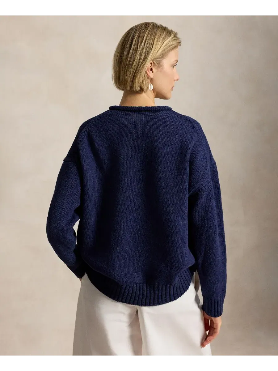 Женский свитер с длинными рукавами и круглым вырезом Polo Ralph Lauren — изображение 5 из 6, темно-синий мульти
