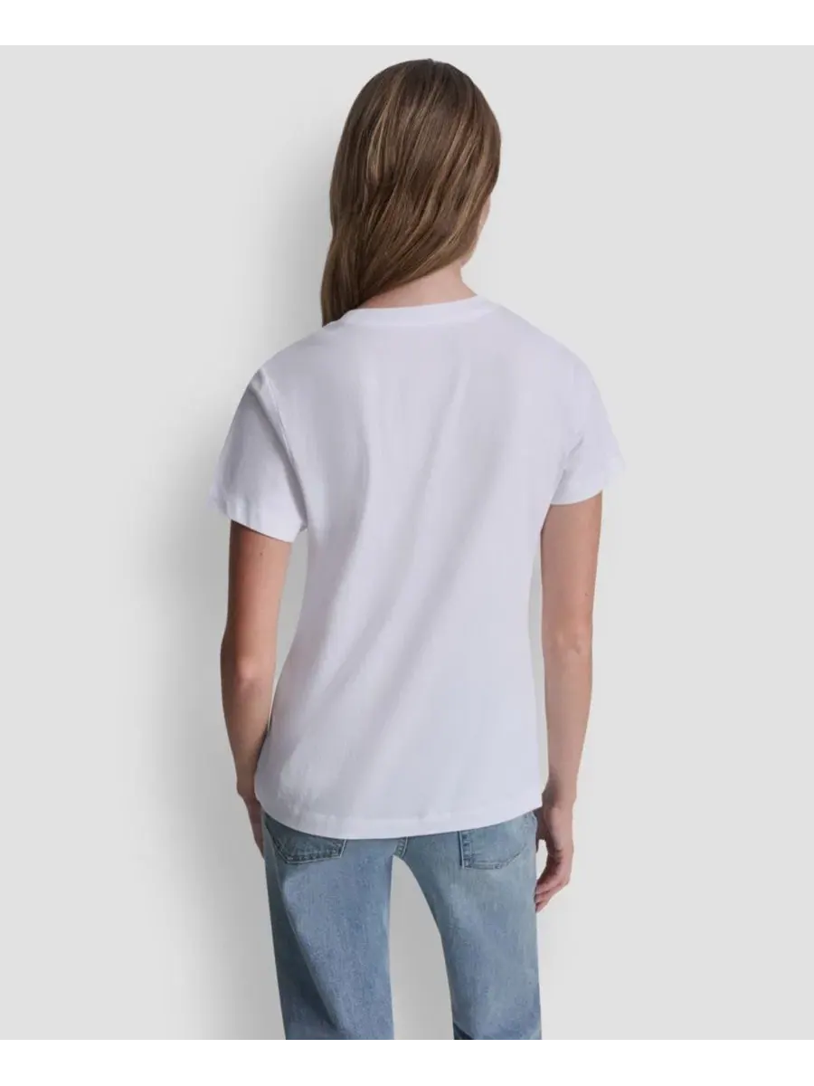 Футболка с принтом и стразами, модель Rhinestone Graffiti Logo DKNY Jeans — изображение 5 из 5, белый/прозрачный