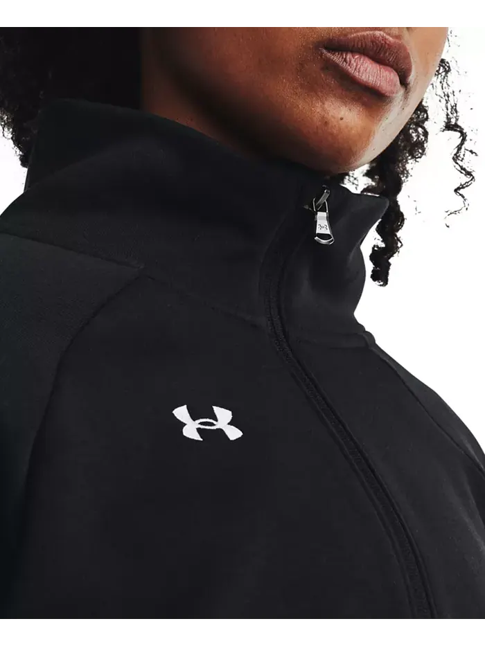 Женский флисовый свитшот Rival с полузастежкой-молнией и воротником-стойкой Under Armour — изображение 3 из 4, черный//белый