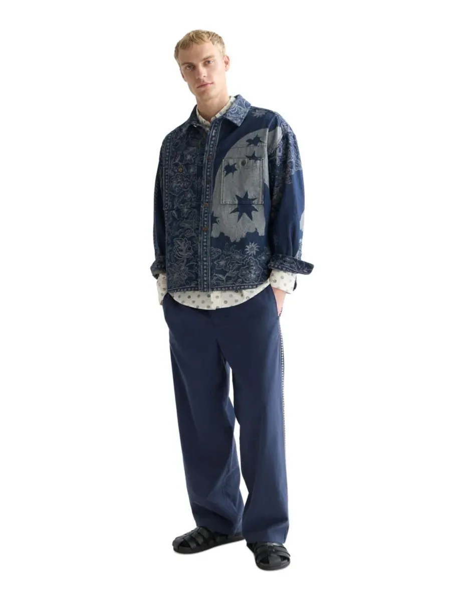 Мужская жаккардовая рубашка с длинными рукавами SCOTCH & SODA — изображение 2 из 6, темно-синий