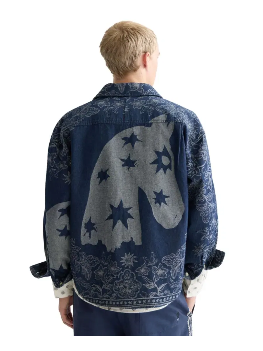 Мужская жаккардовая рубашка с длинными рукавами SCOTCH & SODA — изображение 4 из 6, темно-синий