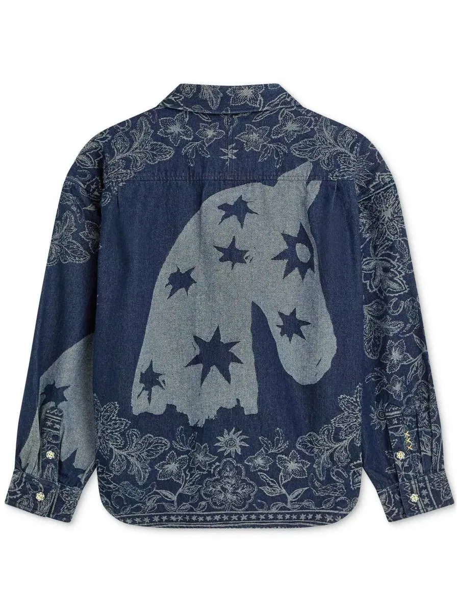 Мужская жаккардовая рубашка с длинными рукавами SCOTCH & SODA — изображение 6 из 6, темно-синий