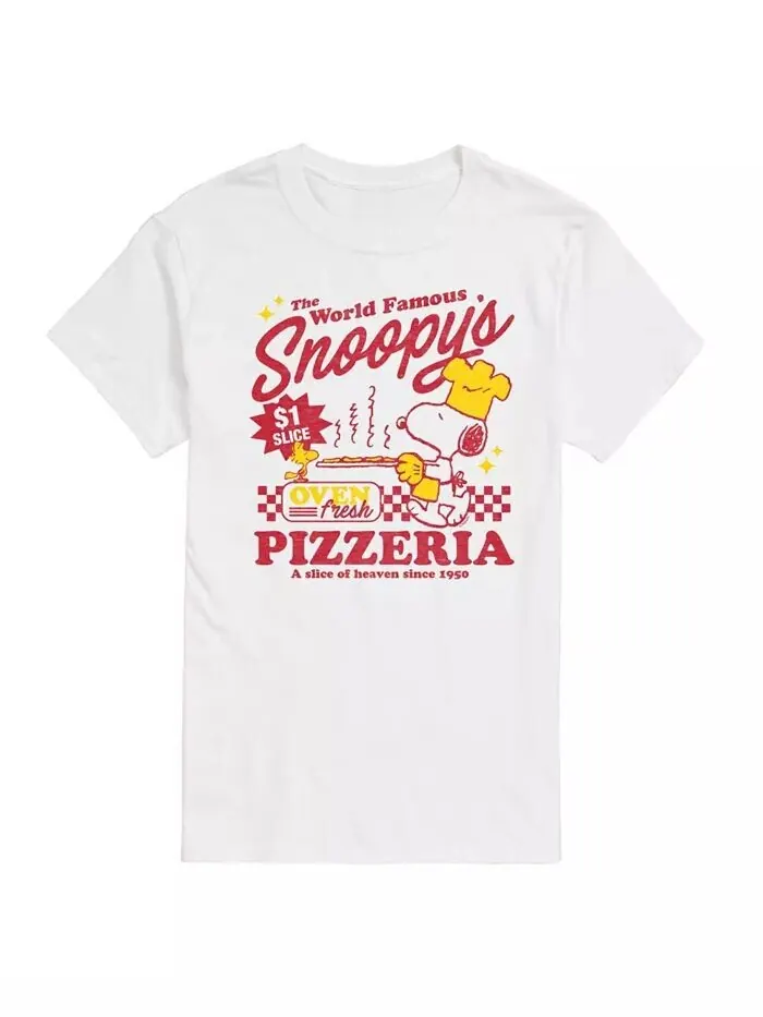 Мужская футболка с коротким рукавом Hybrid Apparel Peanuts Pizzeria AIRWAVES — изображение 1 из 3, белый
