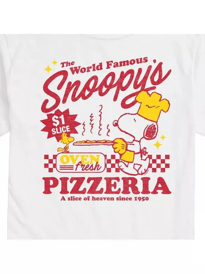 Мужская футболка с коротким рукавом Hybrid Apparel Peanuts Pizzeria AIRWAVES — изображение 3 из 3, белый