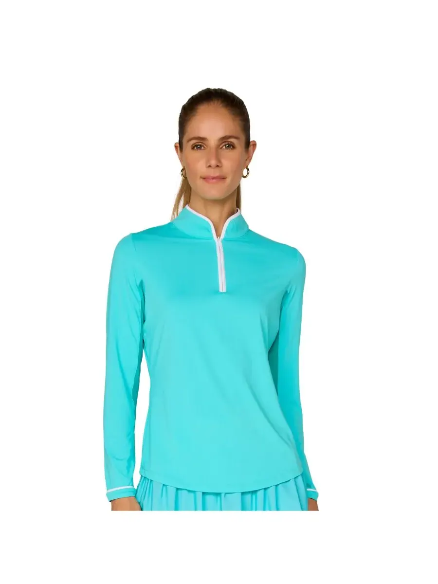 G Lifestyle Binding Quarter Zip Top G Lifestyle Clothing, Carib. Turq