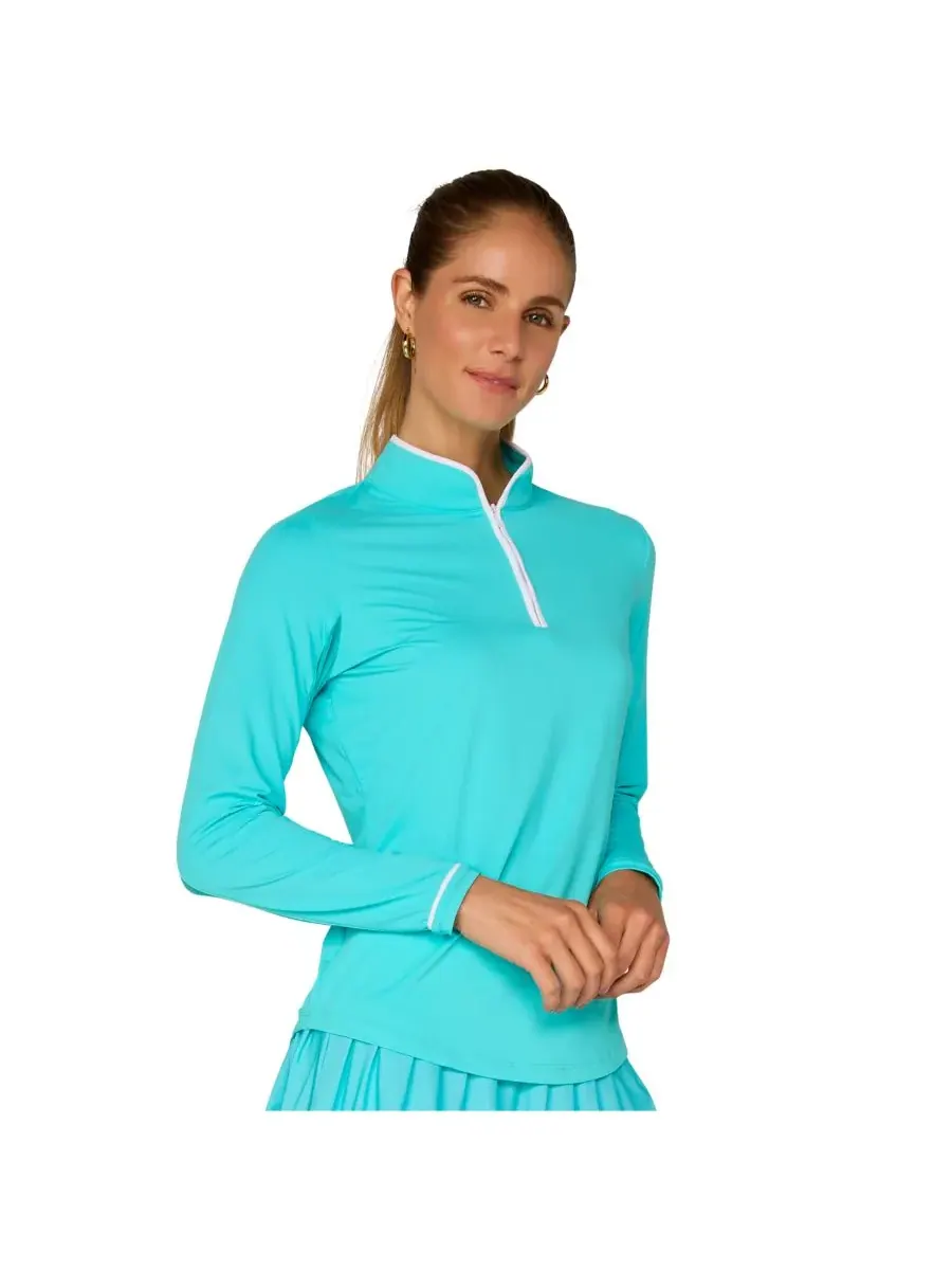 G Lifestyle Binding Quarter Zip Top G Lifestyle Clothing, Carib. Turq — изображение 2 из 3