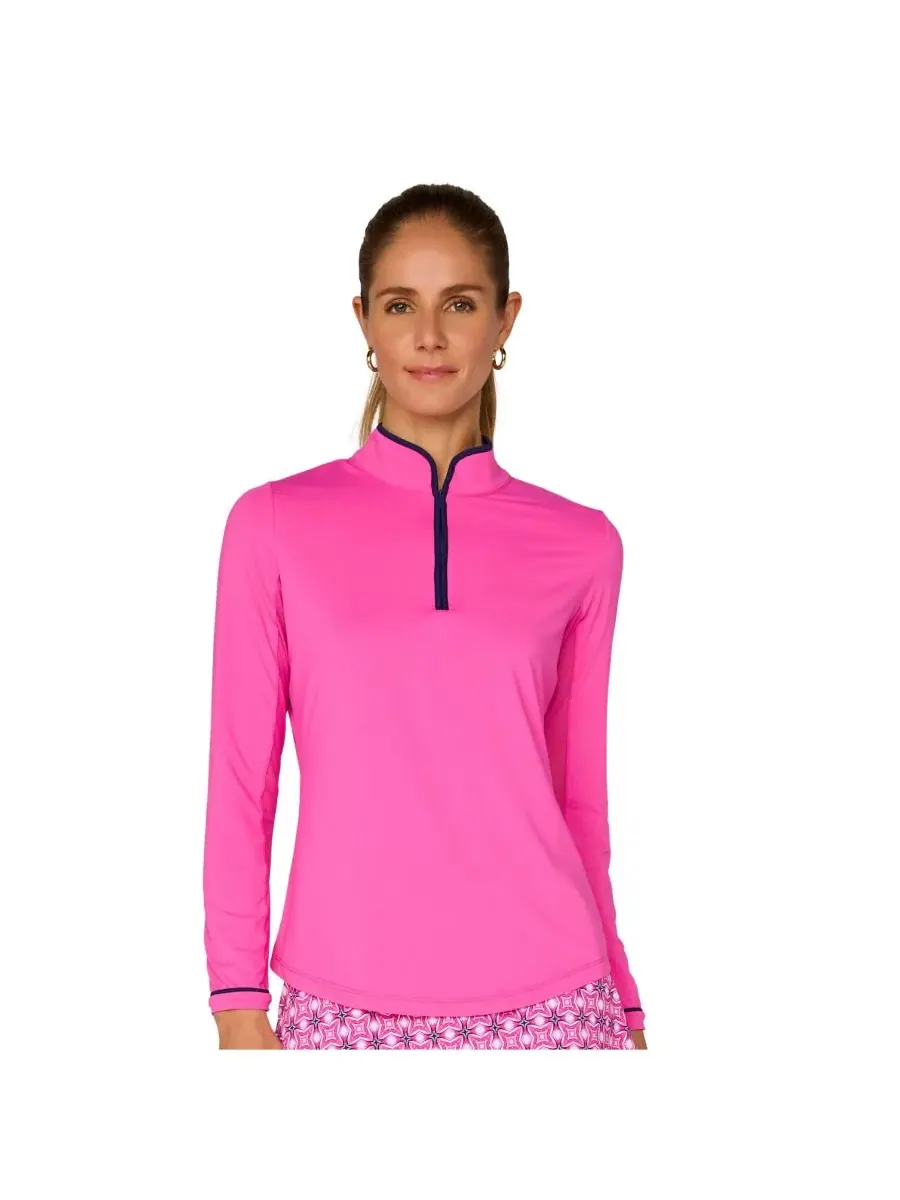 G Lifestyle Binding Quarter Zip Top G Lifestyle Clothing — изображение 1 из 3, розовый