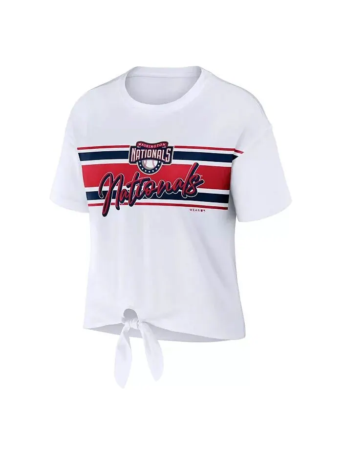 Женская белая футболка Washington Nationals Front Tie WEAR by Erin Andrews — изображение 3 из 3