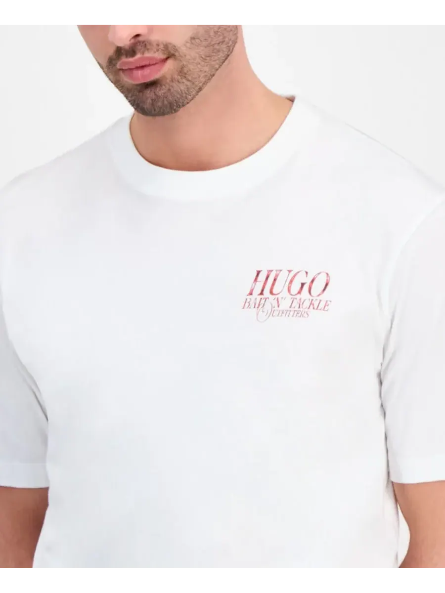 Мужская футболка Hugo с принтом в виде рыбы Hugo Boss — изображение 3 из 4, белый