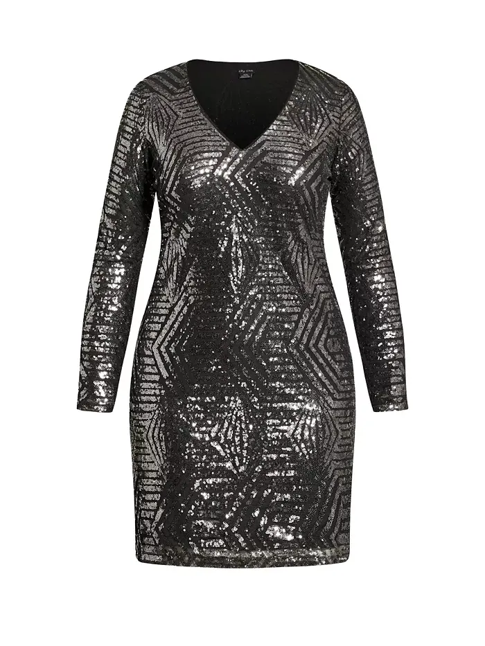 Платье-мини Plus Size Bright Lights CITY CHIC — изображение 3 из 4, серый