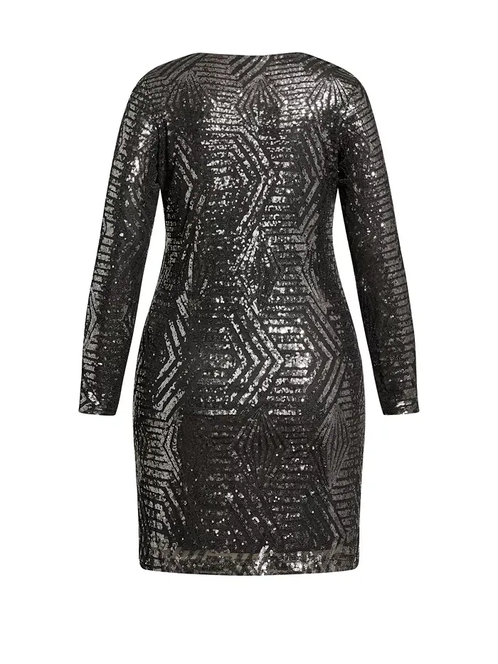 Платье-мини Plus Size Bright Lights CITY CHIC — изображение 4 из 4, серый
