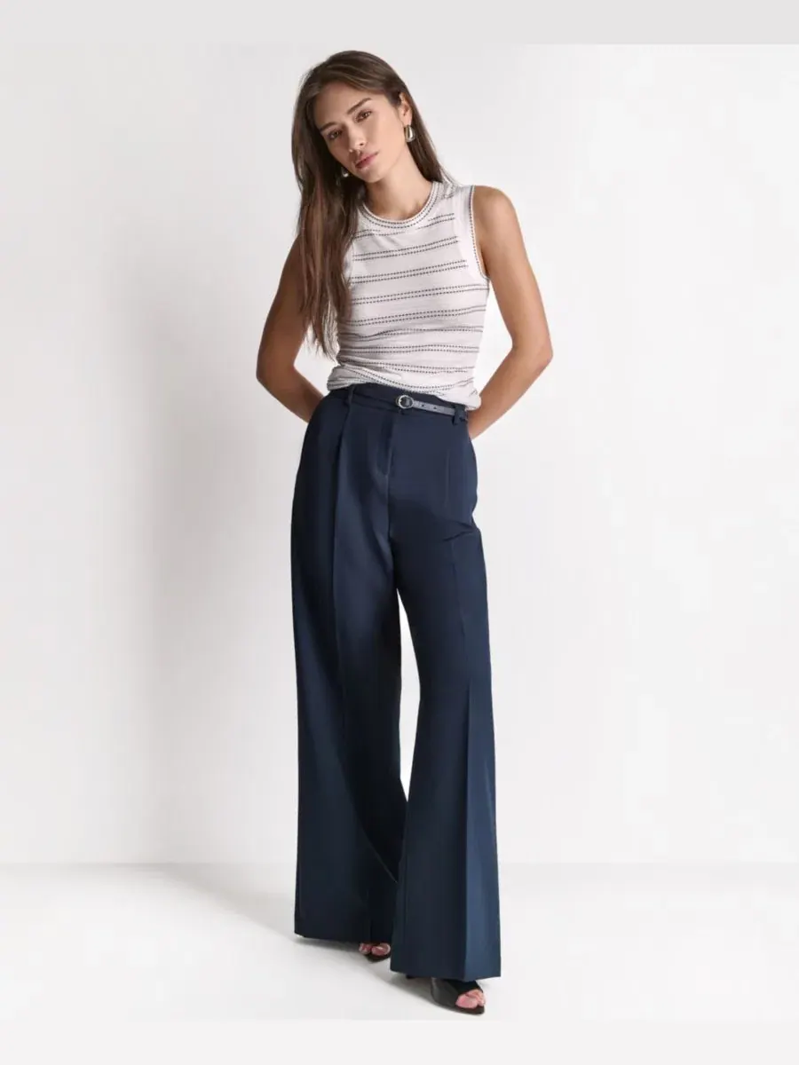 Женские широкие брюки с высокой посадкой BCBG — изображение 2 из 6, синий море