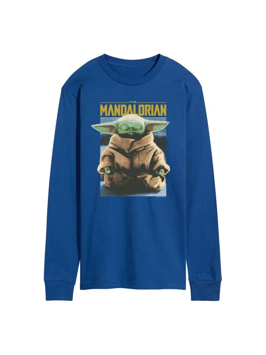 Мужская детская футболка с длинными рукавами Star Wars The Mandalorian Meditate Airwaves — изображение 1 из 3, синий