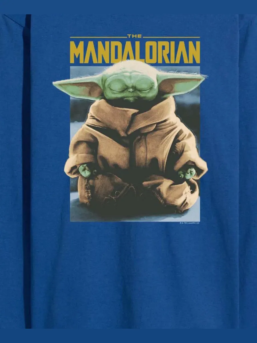 Мужская детская футболка с длинными рукавами Star Wars The Mandalorian Meditate Airwaves — изображение 3 из 3, синий