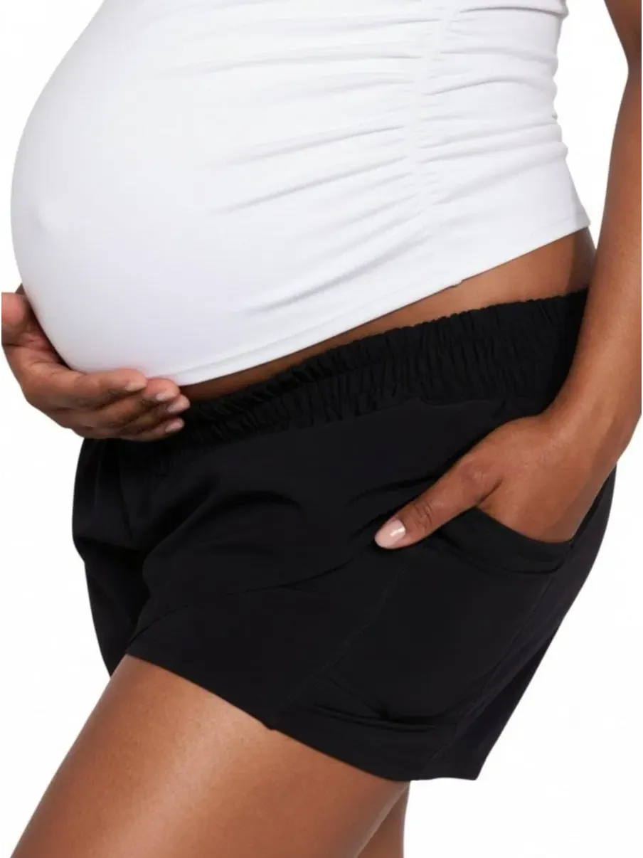 Тканая теннисная юбка-шорты Motherhood Maternity — изображение 4 из 5, черный