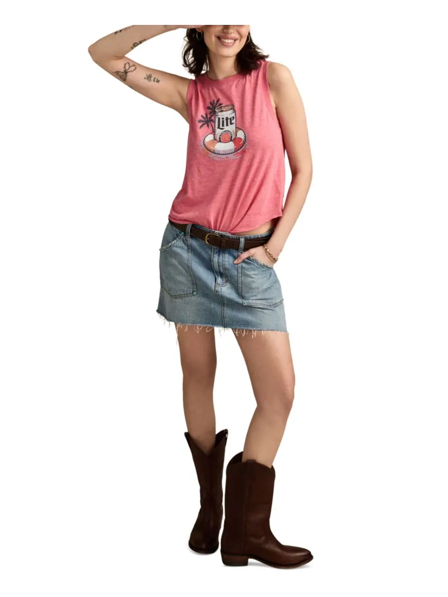 Женская футболка без рукавов Miller Lite Floaty Lucky Brand — изображение 2 из 5, коралловый