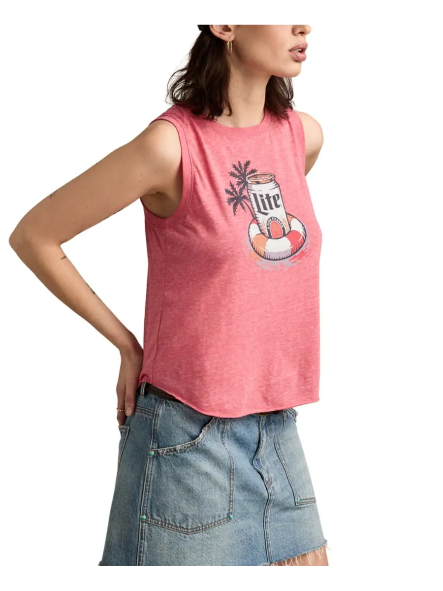 Женская футболка без рукавов Miller Lite Floaty Lucky Brand — изображение 3 из 5, коралловый