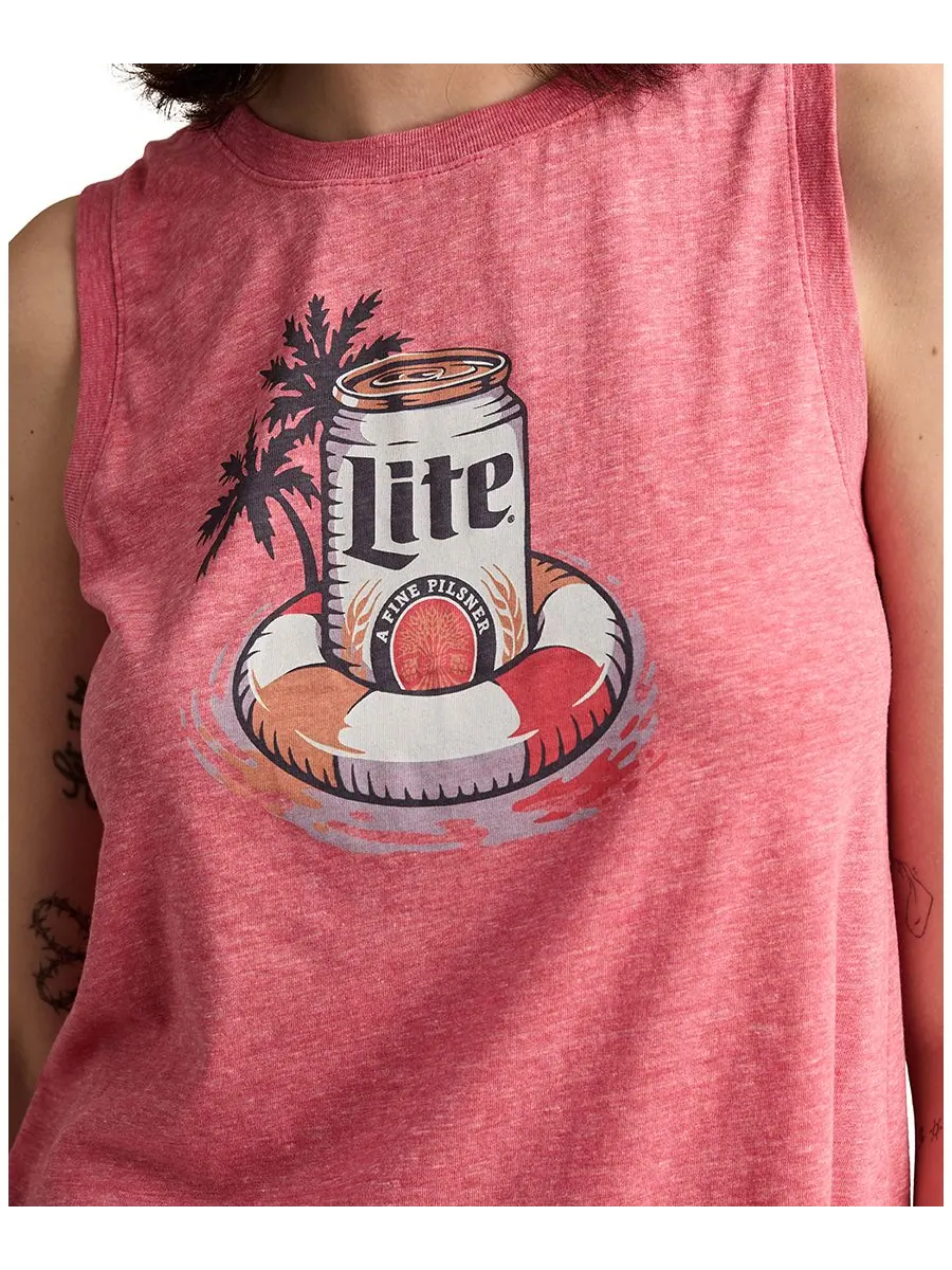 Женская футболка без рукавов Miller Lite Floaty Lucky Brand — изображение 4 из 5, коралловый