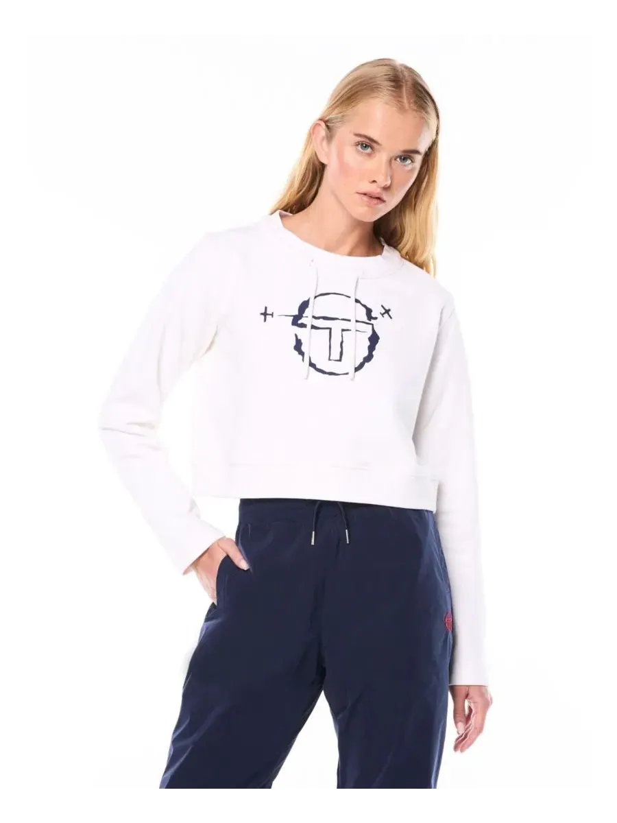 Укороченный свитшот с длинным рукавом, с принтом Sergio Tacchini — изображение 1 из 4, белый