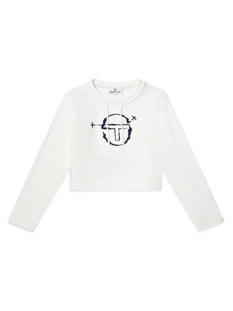 Укороченный свитшот с длинным рукавом, с принтом Sergio Tacchini — изображение 2 из 4, белый