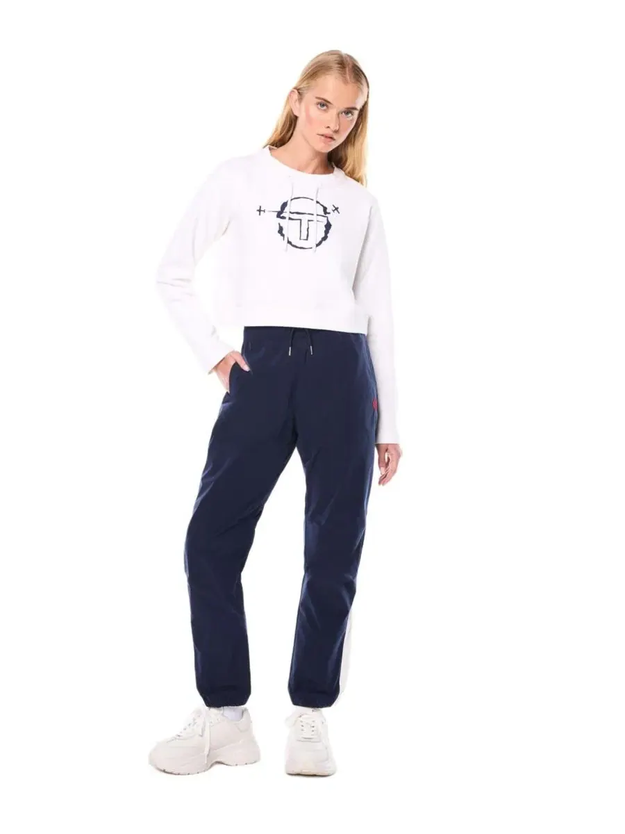 Укороченный свитшот с длинным рукавом, с принтом Sergio Tacchini — изображение 4 из 4, белый