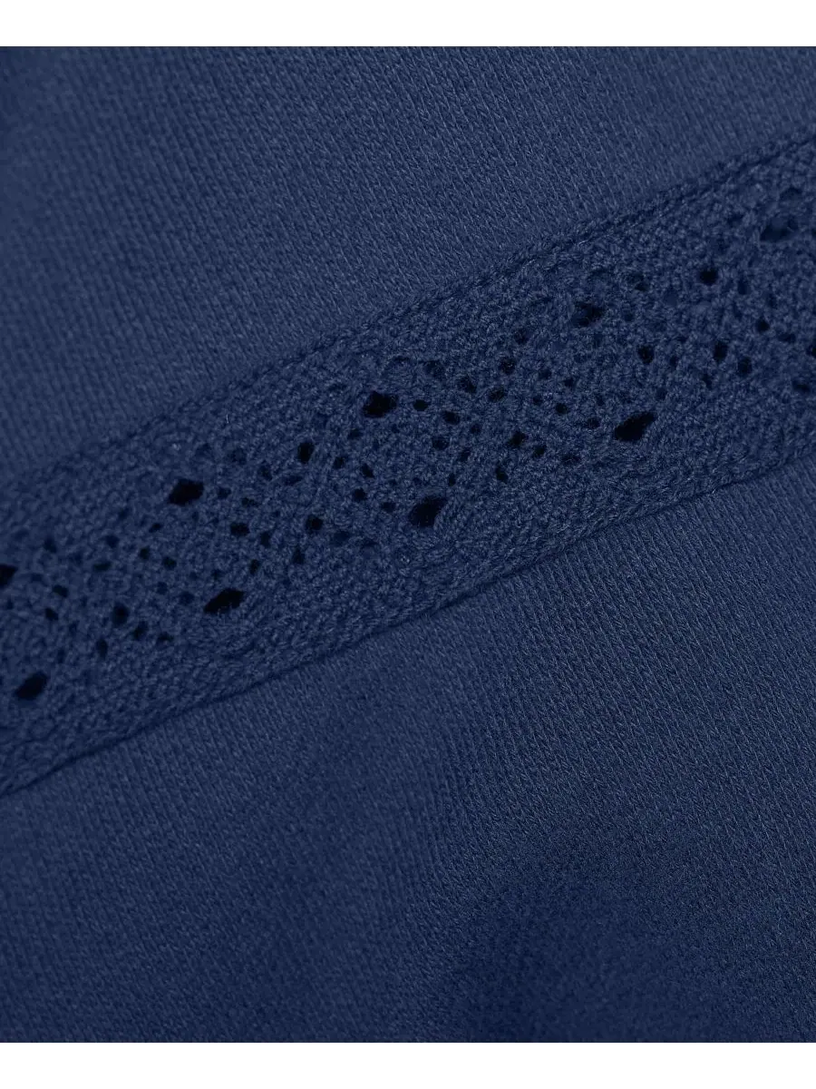 Женский свитшот с кружевными рукавами Serious Sweats Puff Lace Sleeve Sweatshirt Lands' End — изображение 4 из 4