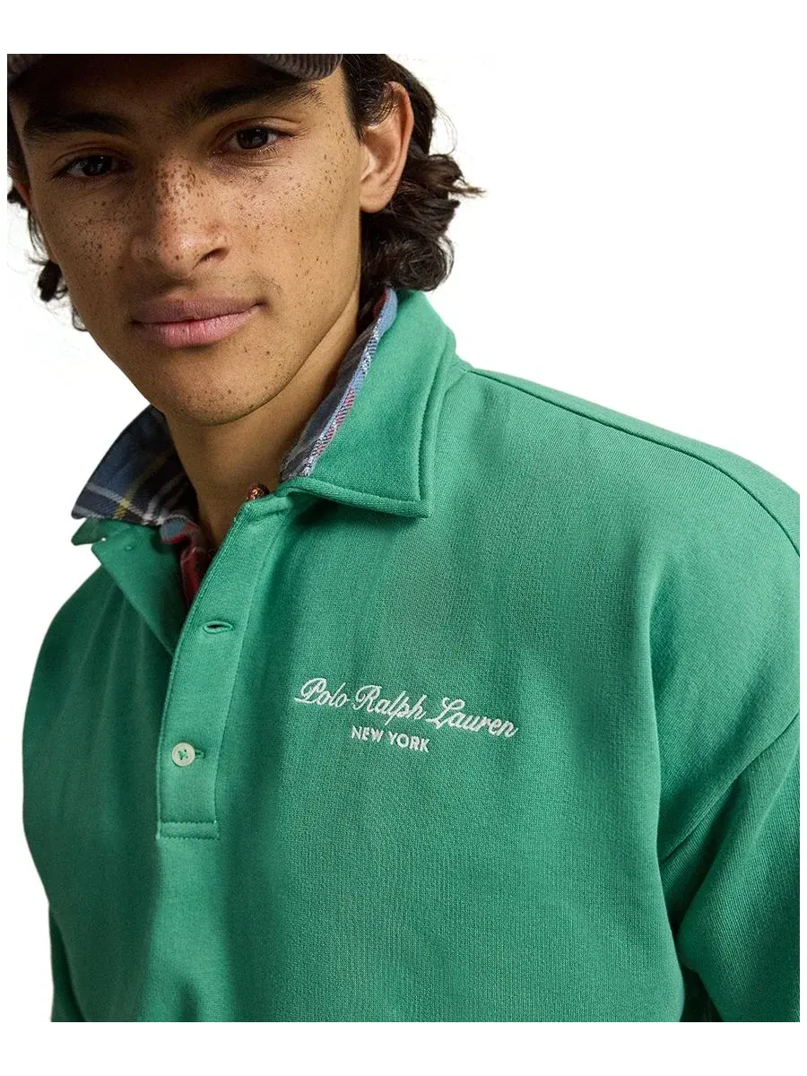 Свитшот с воротником и вышивкой New York Polo Ralph Lauren — изображение 3 из 5, зеленый