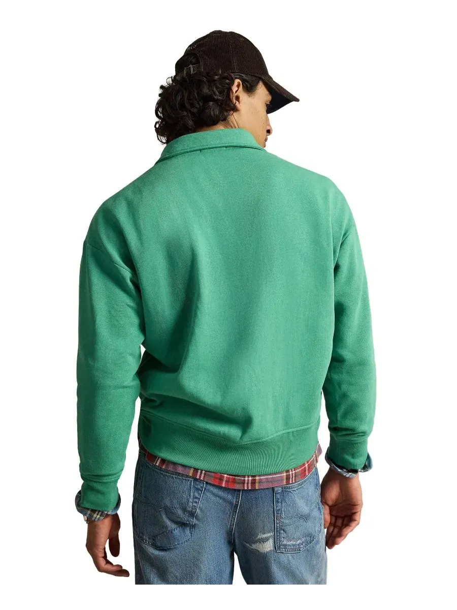 Свитшот с воротником и вышивкой New York Polo Ralph Lauren — изображение 4 из 5, зеленый